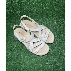 Skechers Womens Reggae Slim Stretch White Sunnyside Slingback Sandals Size 8